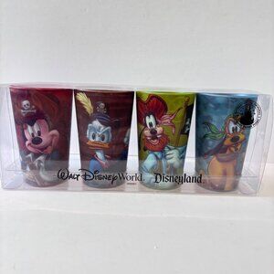 Disneyn Pirates Hologram Glasses Set Of 4  Mickey Donald Goofy Plato Plastic New